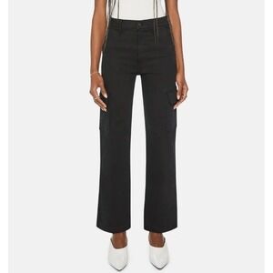 MOTHER The Straight Up Rambler Cargo Skimp Jeans Black Wide Straight Leg sz‎ 25